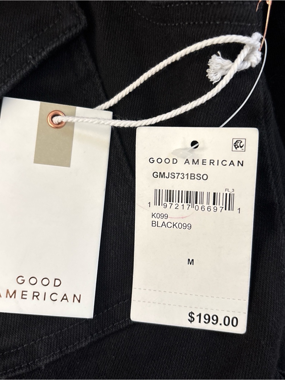 Good American Black Denim Top - Classic Label